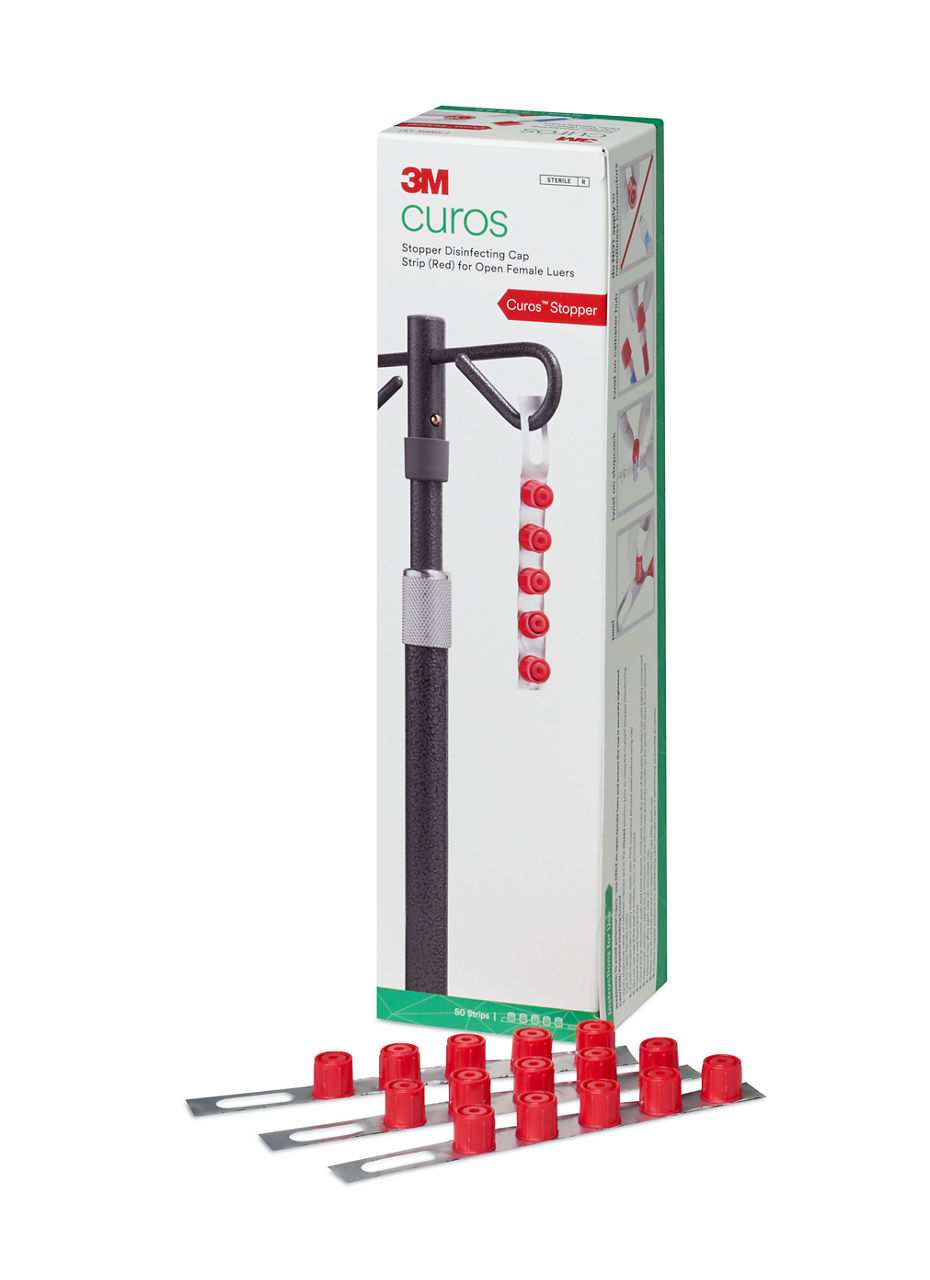 3M™ Curos™ open female luer cap red CSA5-250 5, EA/Strip 50 Strips/CTN 8CTN/CS