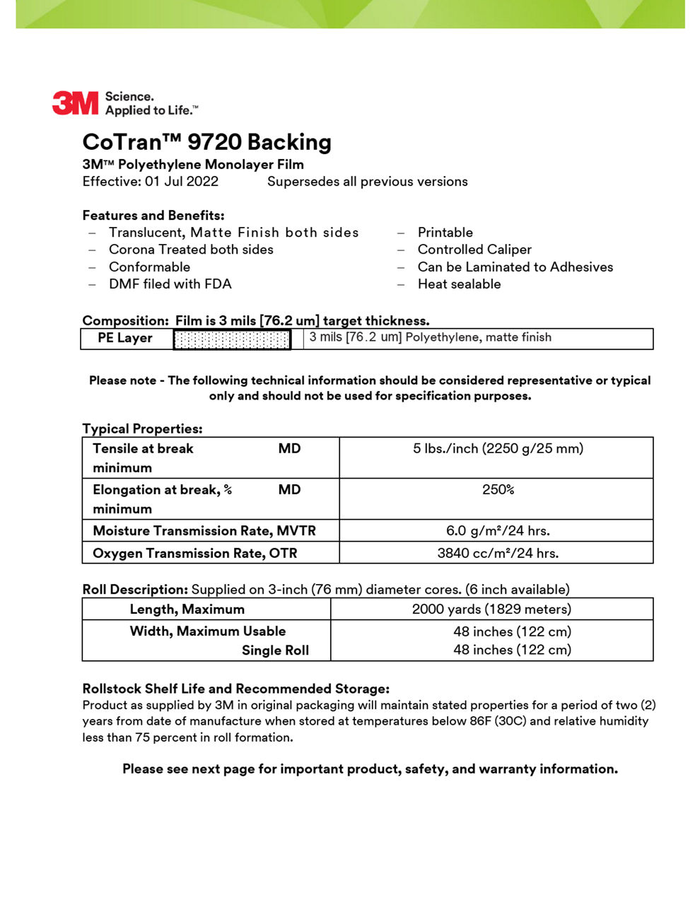 CoTran™ 9720 Backing