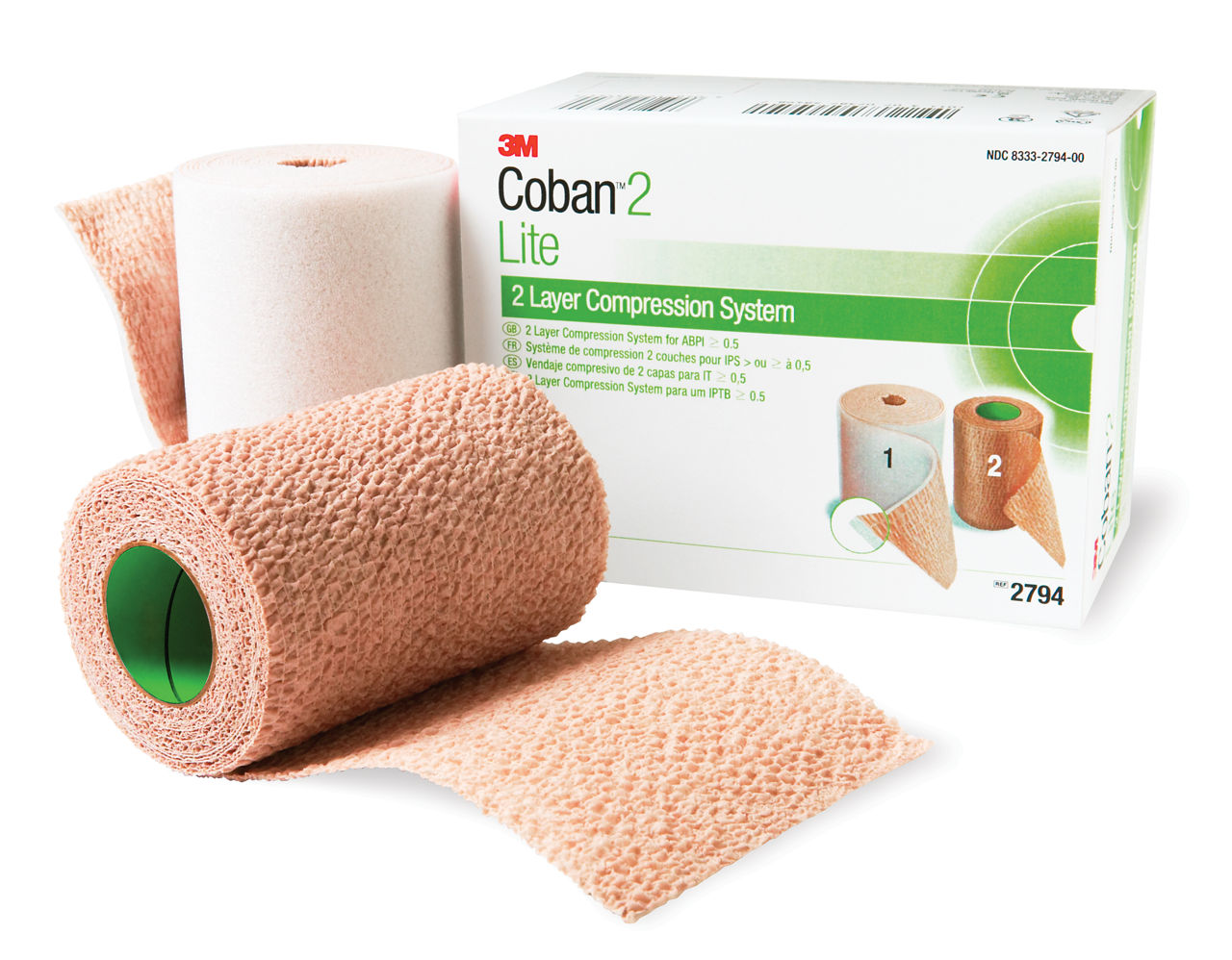 3M™ Coban™ 2 Lite Two-Layer Compression System with Stocking 2794N, 1Kit/Carton 8 Carton/Case