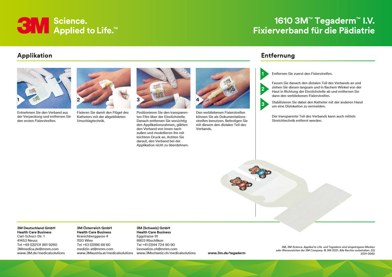 3M™ Tegaderm™ I.V. Advanced 1610 Applikationsanleitung DACH-de
