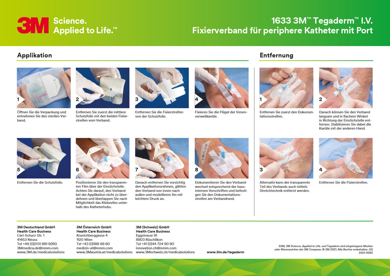 3M™ Tegaderm™ I.V. 1633 mit Port Applikationsanleitung DACH-de