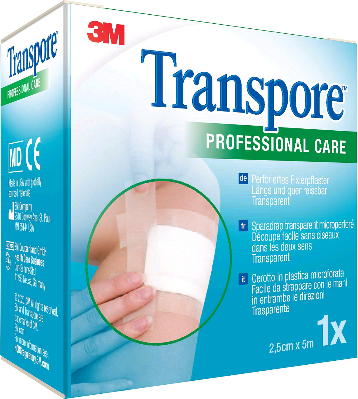 3M™ Transpore™ Surgical Tape 1527NP-1S_angle 1