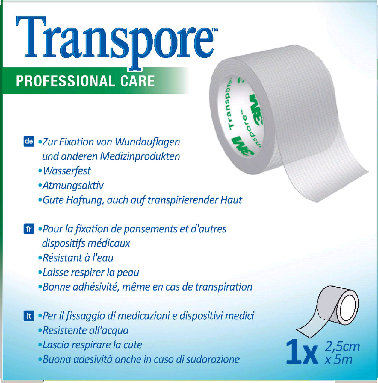 3M™ Transpore™ Surgical Tape 1527NP-1S_back