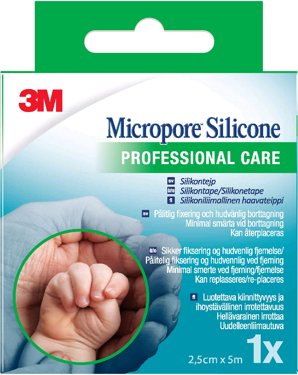 3M™ Micropore™ Silicone, Konsumentförpackad, 2,5cm x 5 m, 2775SP-1