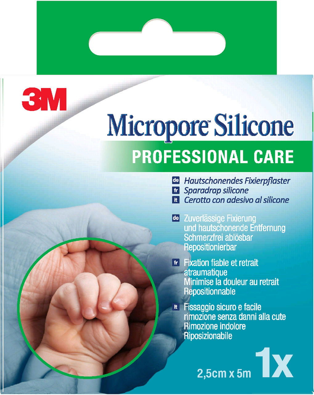 3M™ Micropore™ S Silikonrollenpflaster, 2775NP-1, blau, 2,5 cm x 5 m, 96 /CV