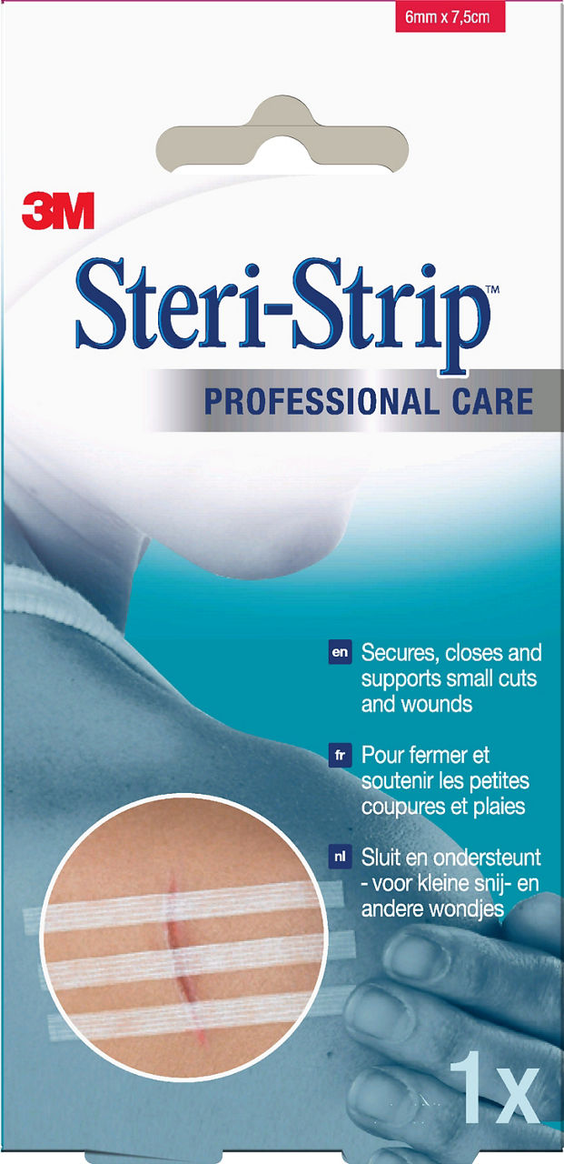 Sutures Cutanées Adhésives Stériles Avec Support Microporeux Renforcé3M™ Steri-Strip™, 6599357, 6 mm x 75 mm