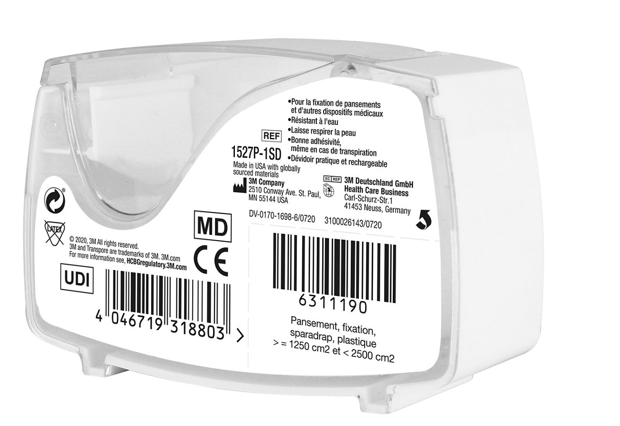 3M™ Transpore™ Surgical Tape Dispenser 1527P-1SD F_angle back