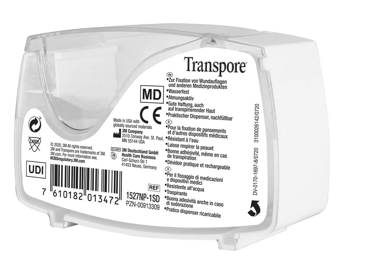3M™ Transpore™ Surgical Tape  Dispenser 1527NP-1SD_angle back