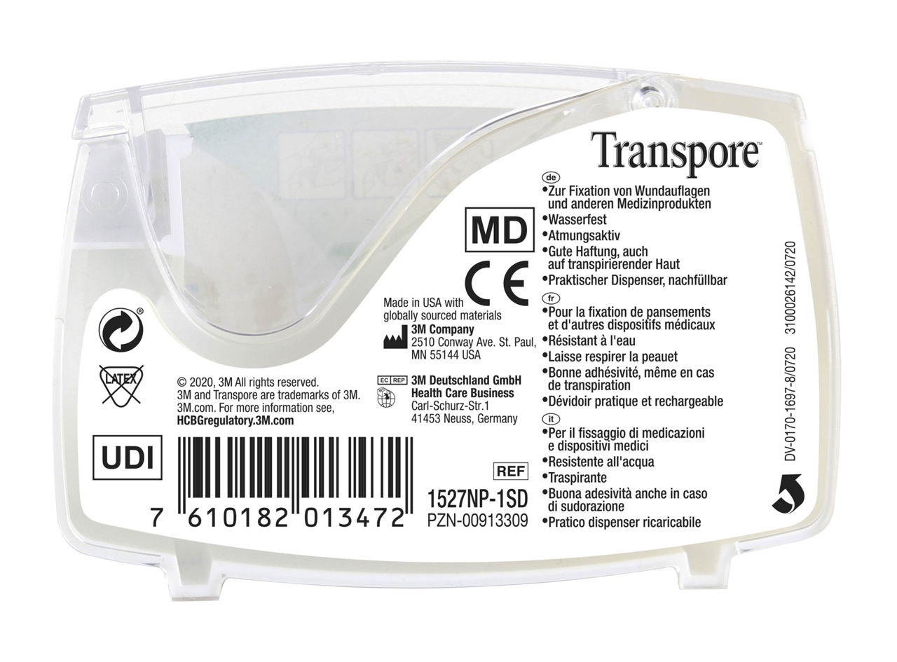 3M™ Transpore™ Surgical Tape  Dispenser 1527NP-1SD_back