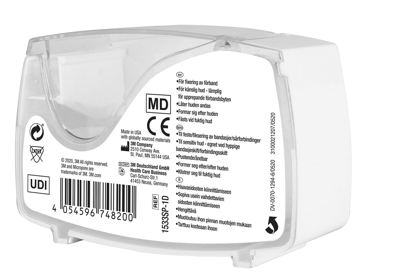 3M™ Micropore™ Surgical Tape Tan Dispenser 1533SP-1D_angle back