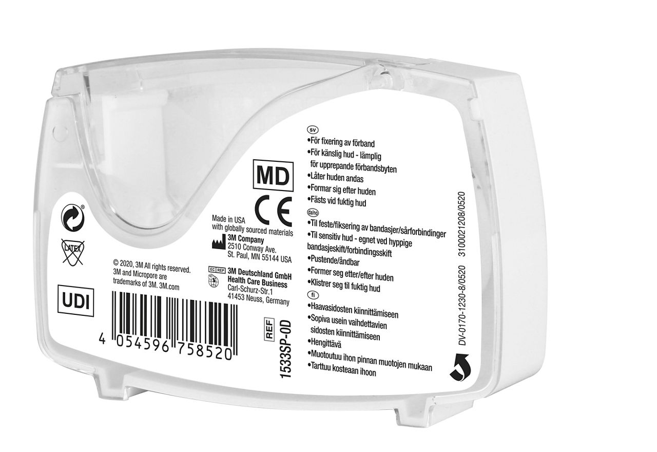 3M™ Micropore™ Surgical Tape Tan Dispenser 1533SP-0D_angle back
