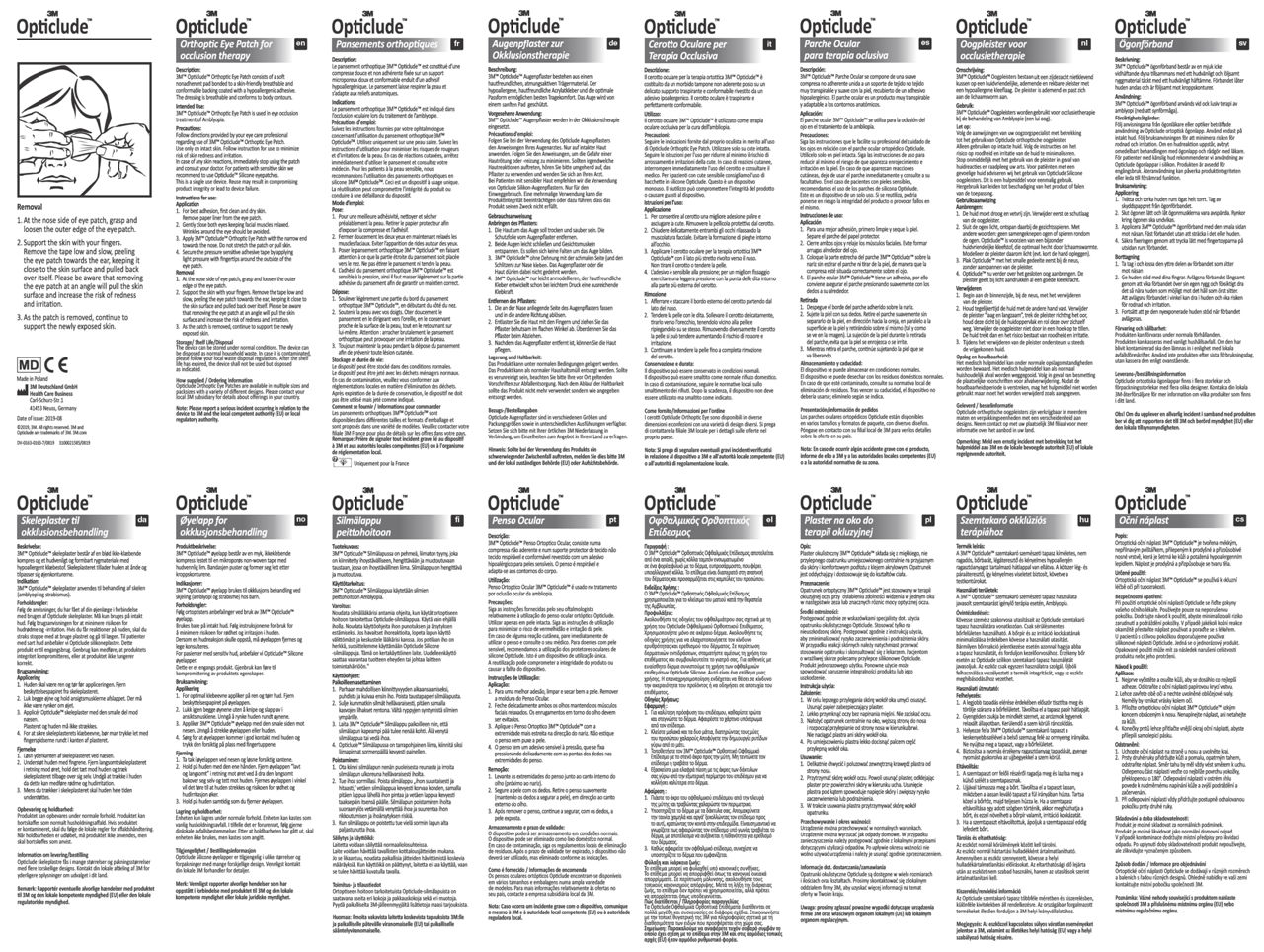 Instructions for Use - 1537 OPTICLUDE 20/BOX