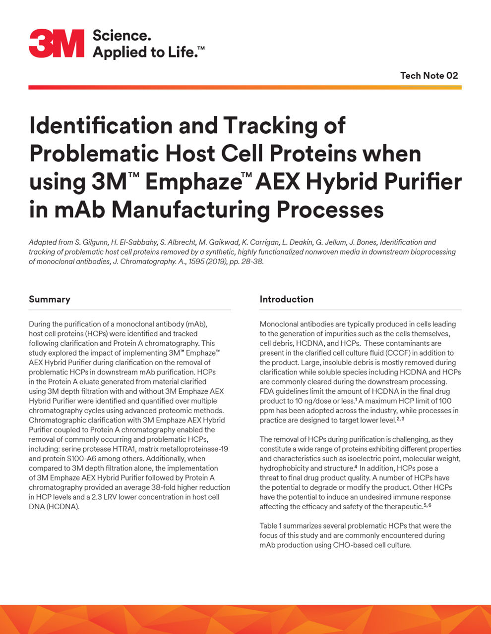 Identification and Tracking of  Problematic Host Cell Proteins when using 3M™  Emphaze™ AEX  Hybrid Purifier  in mAb Manufacturing Processes 