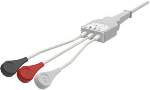 ECG Monitoring Cable, 3-Lead, Snap, With Yokemate LWS®, Shielded with 6 pin plug, and Non-detachable Leads, 1 EA, F3C56