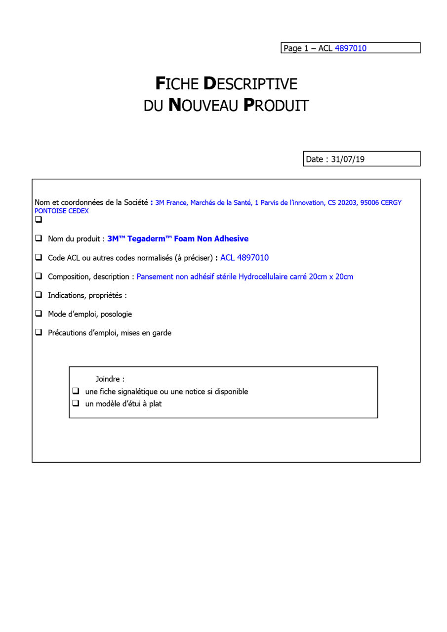3M™ Tegaderm™ Foam, TEG90603, 90603, Fiche logistique