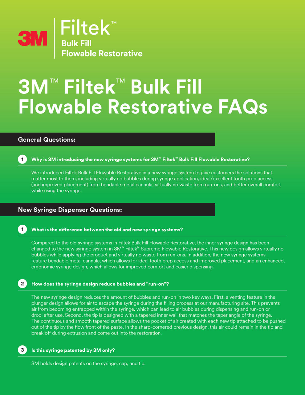 3M™ Filtek™ Bulk Fill Flowable Restorative FAQs