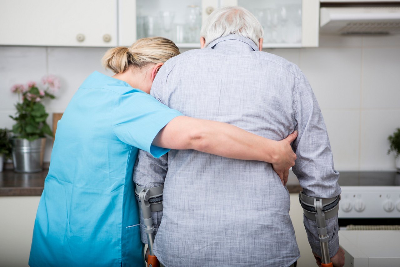 This asset is Getty ID 748326257. This is licensed from Getty Images. Unlimited seats were licensed there is no charge to use this image. Please download and use as needed, but relate this asset to the final assets utilizing this image. Title: Gereatric nurse supporting week patient