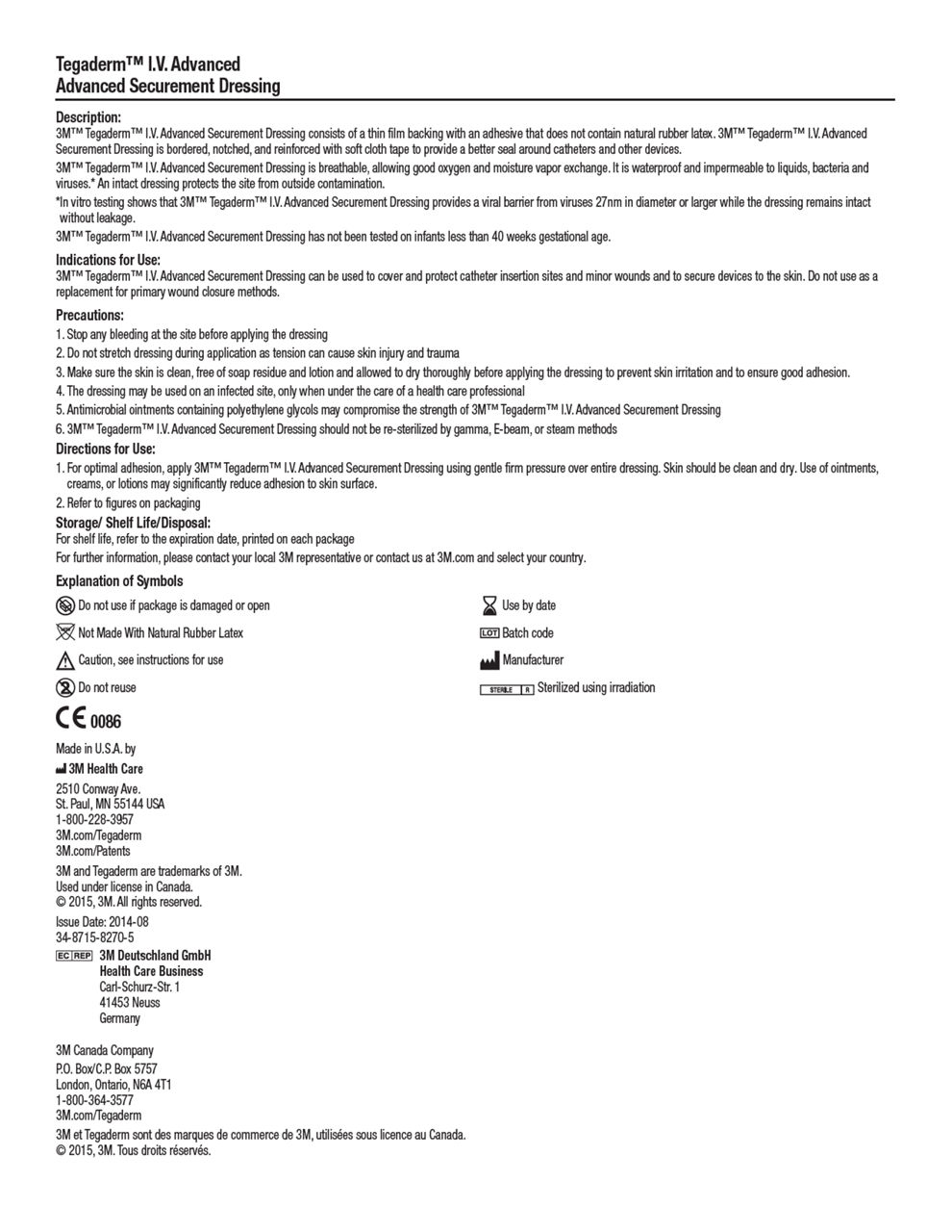 3M Tegaderm I.V. Advanced IFU