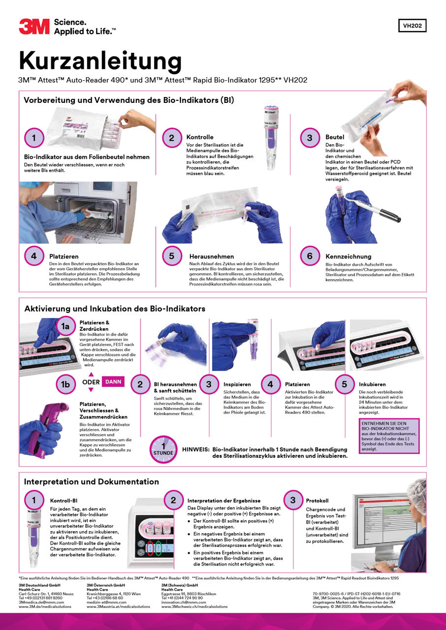 3M™ Attest™ Auto-Reader 490* und 3M™ Attest™ Rapid Bio-Indikator 1295** VH202 Kurzanleitung DACH-de