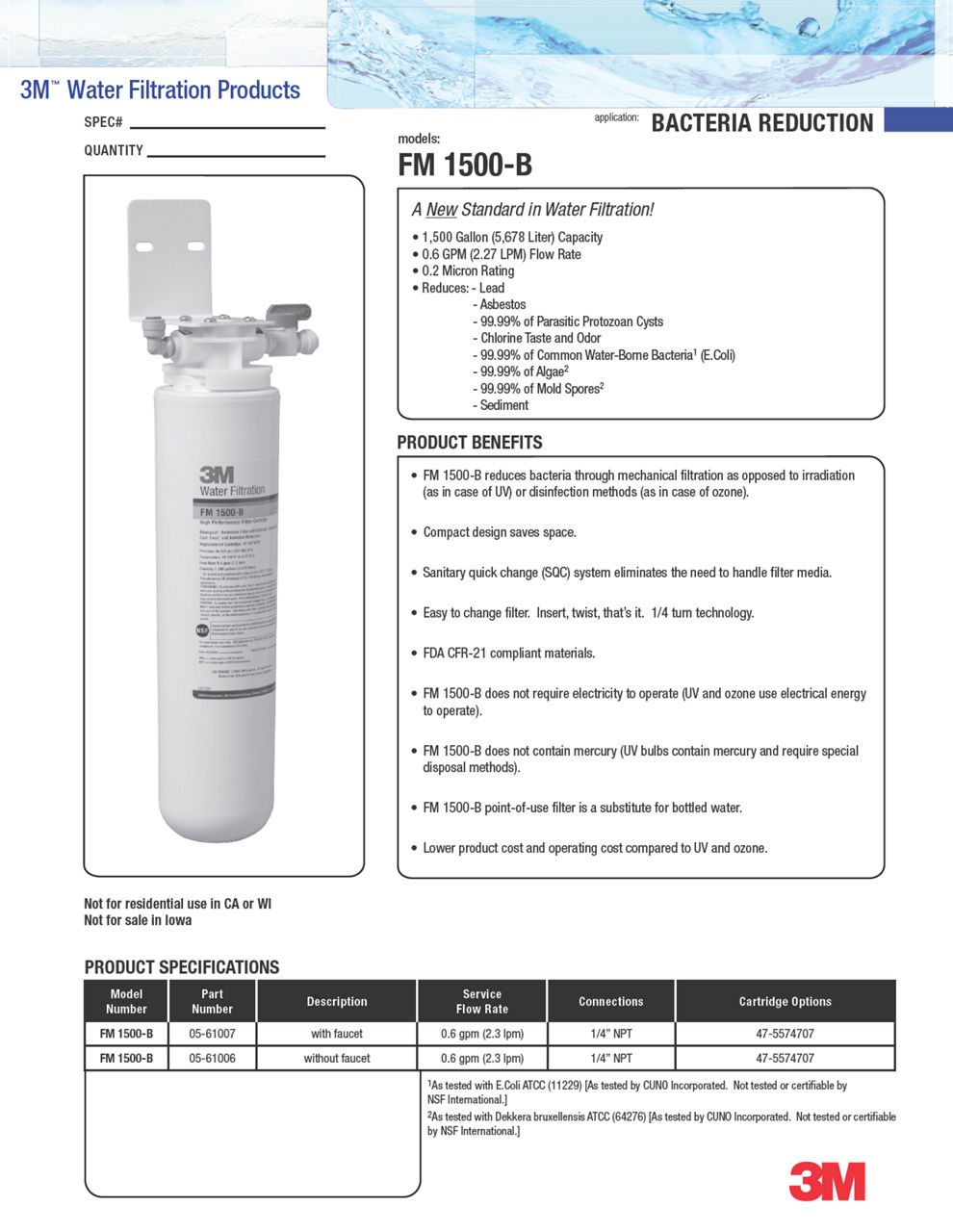 FM 1500-B Specification Sheet