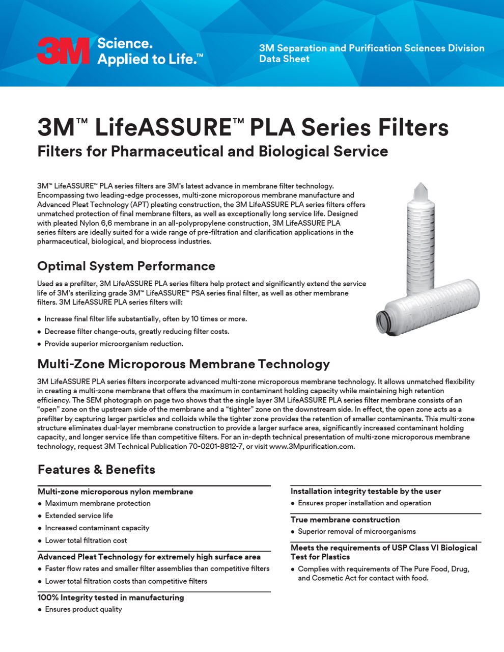 3M Separation and Purification Sciences Division Data Sheet