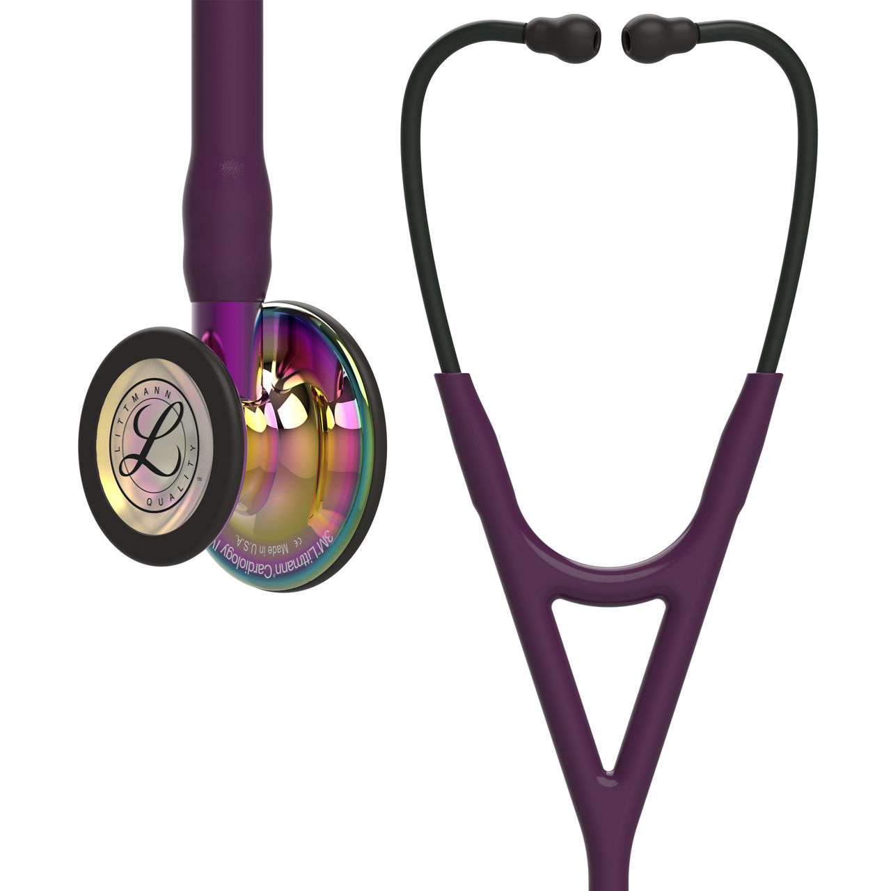 Stéthoscope de diagnostic 3M™ Littmann® Cardiology IV™, Édition RainbowBrillant, tubulure prune, base violet et lyre noire, 6239