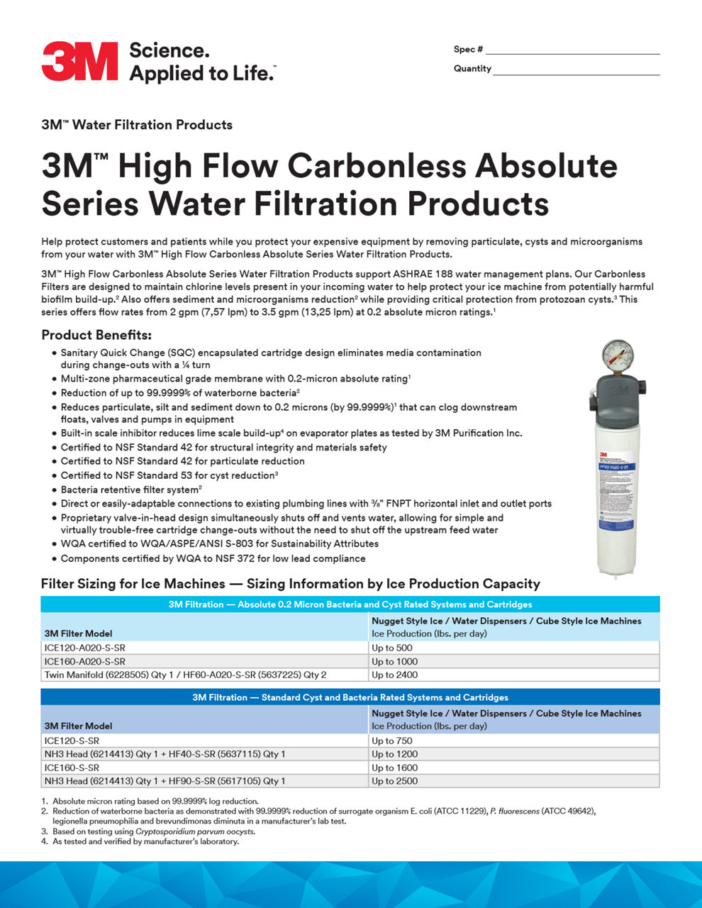 3M™ High Flow Carbonless Absolute Series Water Filtration Products