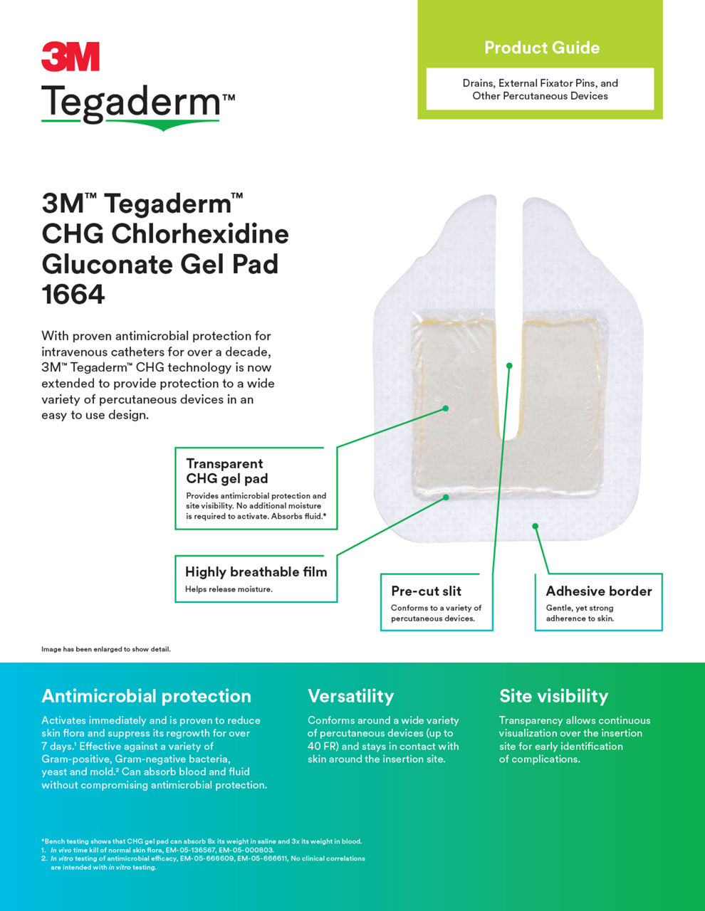 Tegaderm CHG Gel Pad Product Guide - Drains/Pins