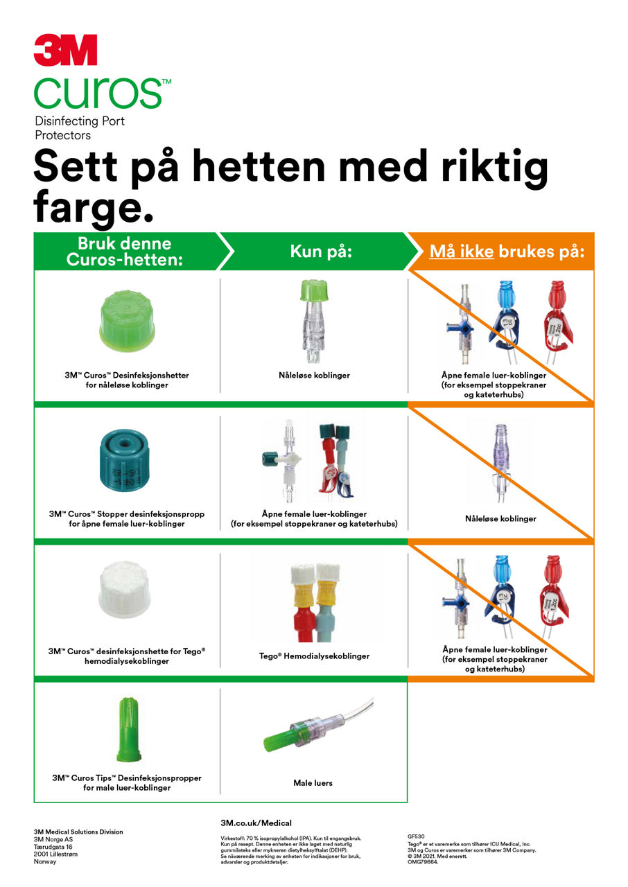 3M™Curos™ Sett på hetten med riktig farge
