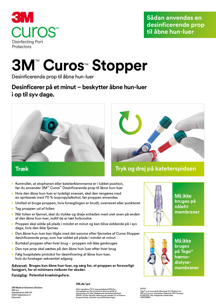 3M™ Curos™ Stopper Desinficerende stopper til åbne kvindedæksler - hvordan bruger man den?