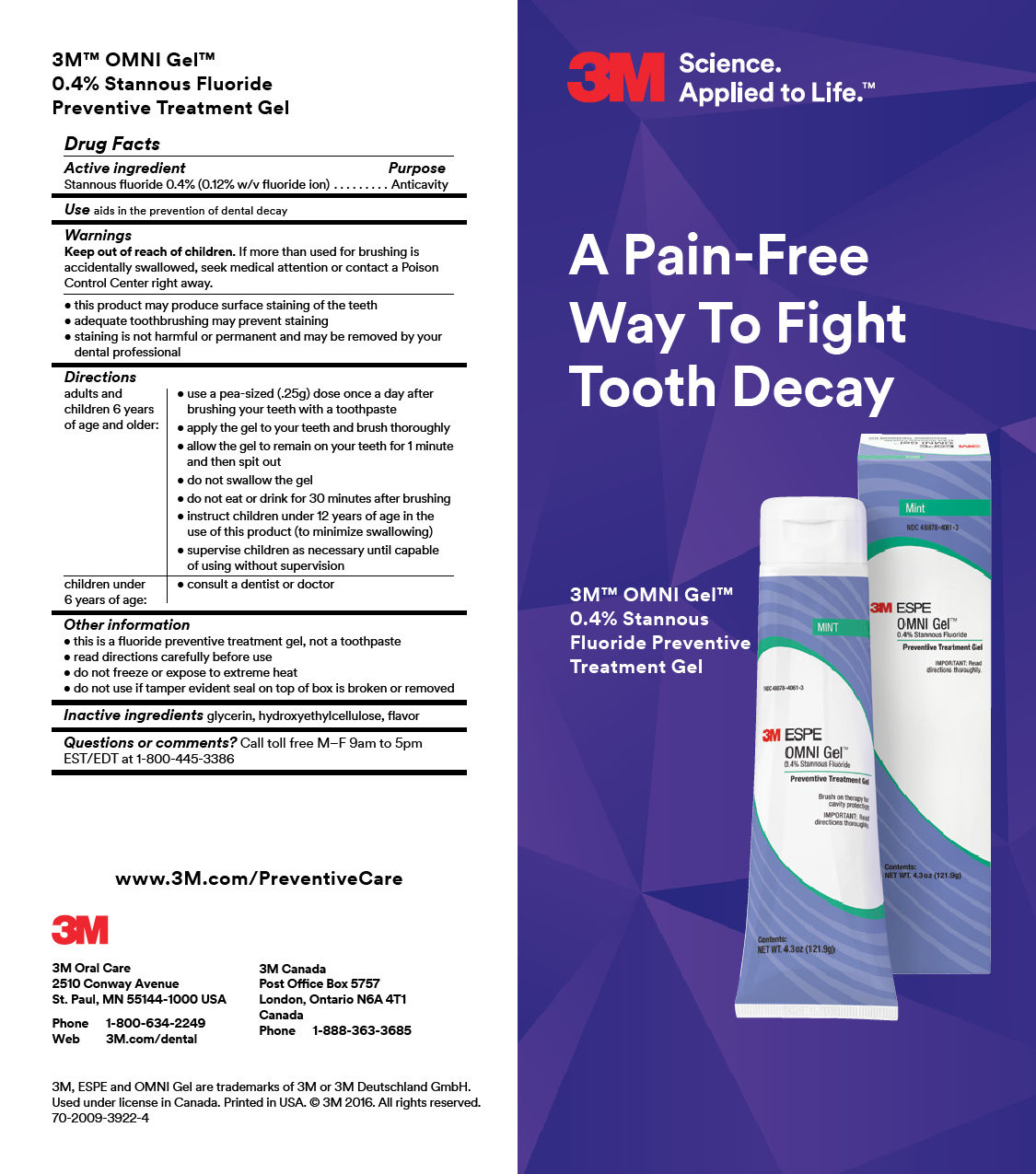3M™ OMNI Gel™ 0.4% Stannous Fluoride Preventive Treatment Gel