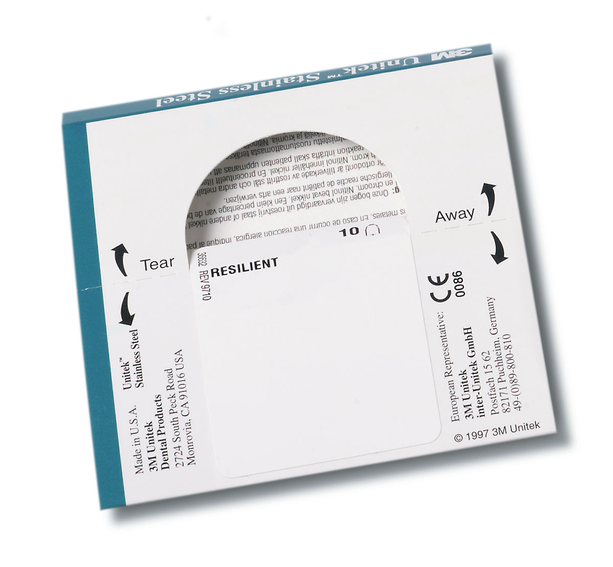3M™ Unitek™ Permachrome Resilient Archwire, .018x.025, OrthoForm™ IISquare, Upper, 300-625, 10/Pk