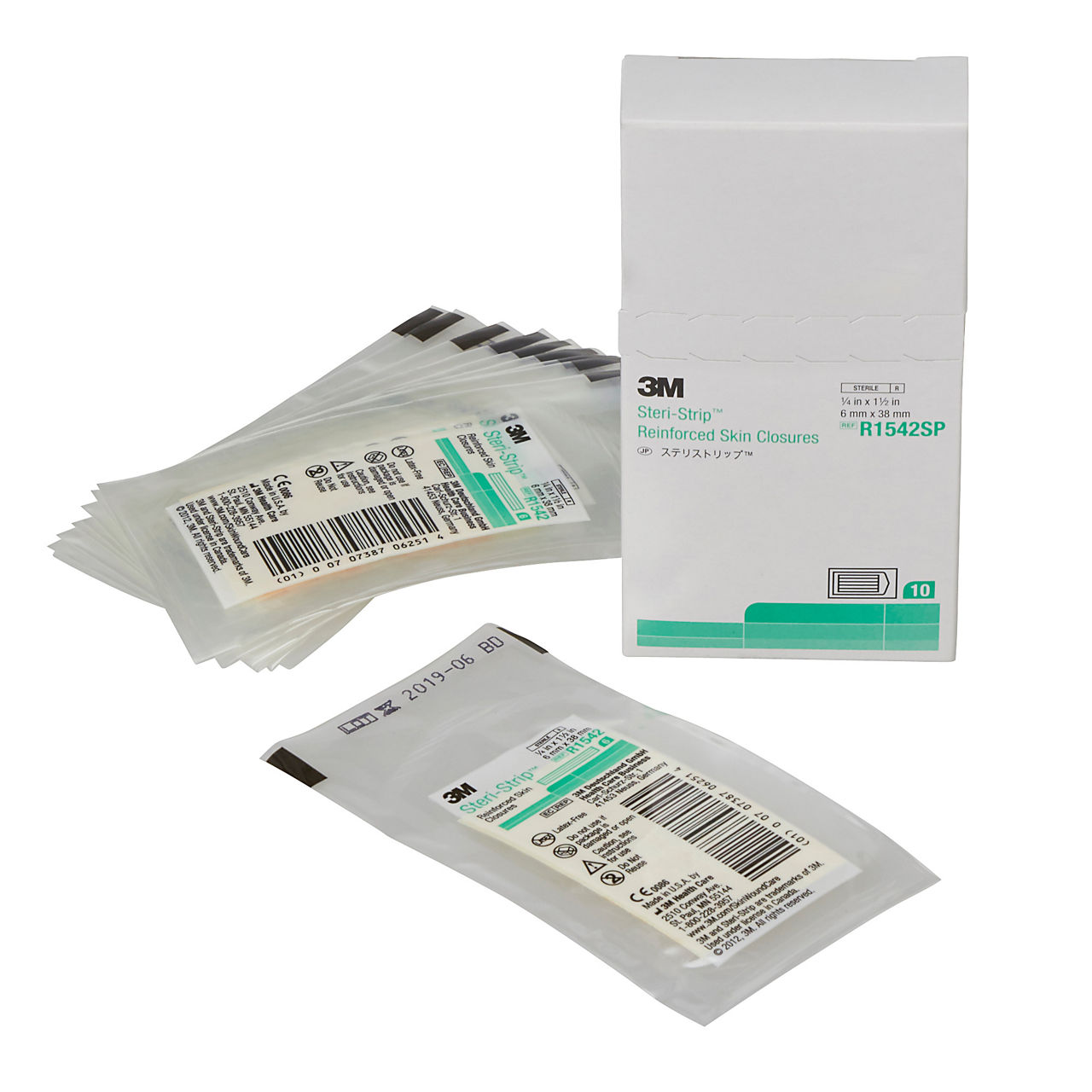 3M™ ステリストリップ™ スタンダード スキンクロージャー R1542SP, 6 mm x 38 mm, 6 本/袋, 10 袋/箱, 5 箱/ケース