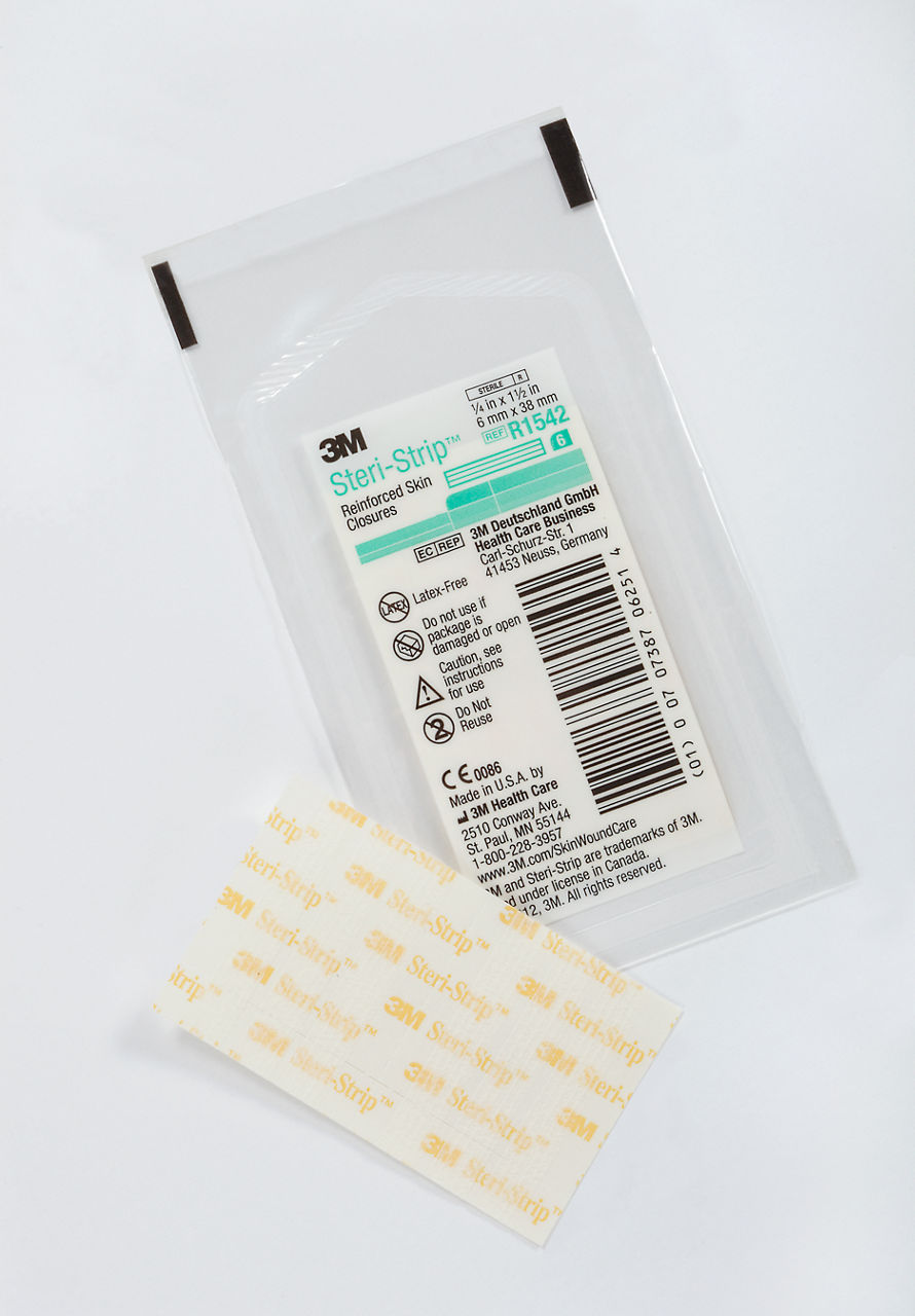 3M™ Steri-Strip™ Reinforced Adhesive Skin Closures, R1542SB, Sterile Bulk, 1/4 in x 1-1/2 in (6 mm x 38 mm) 6 Strips/Env