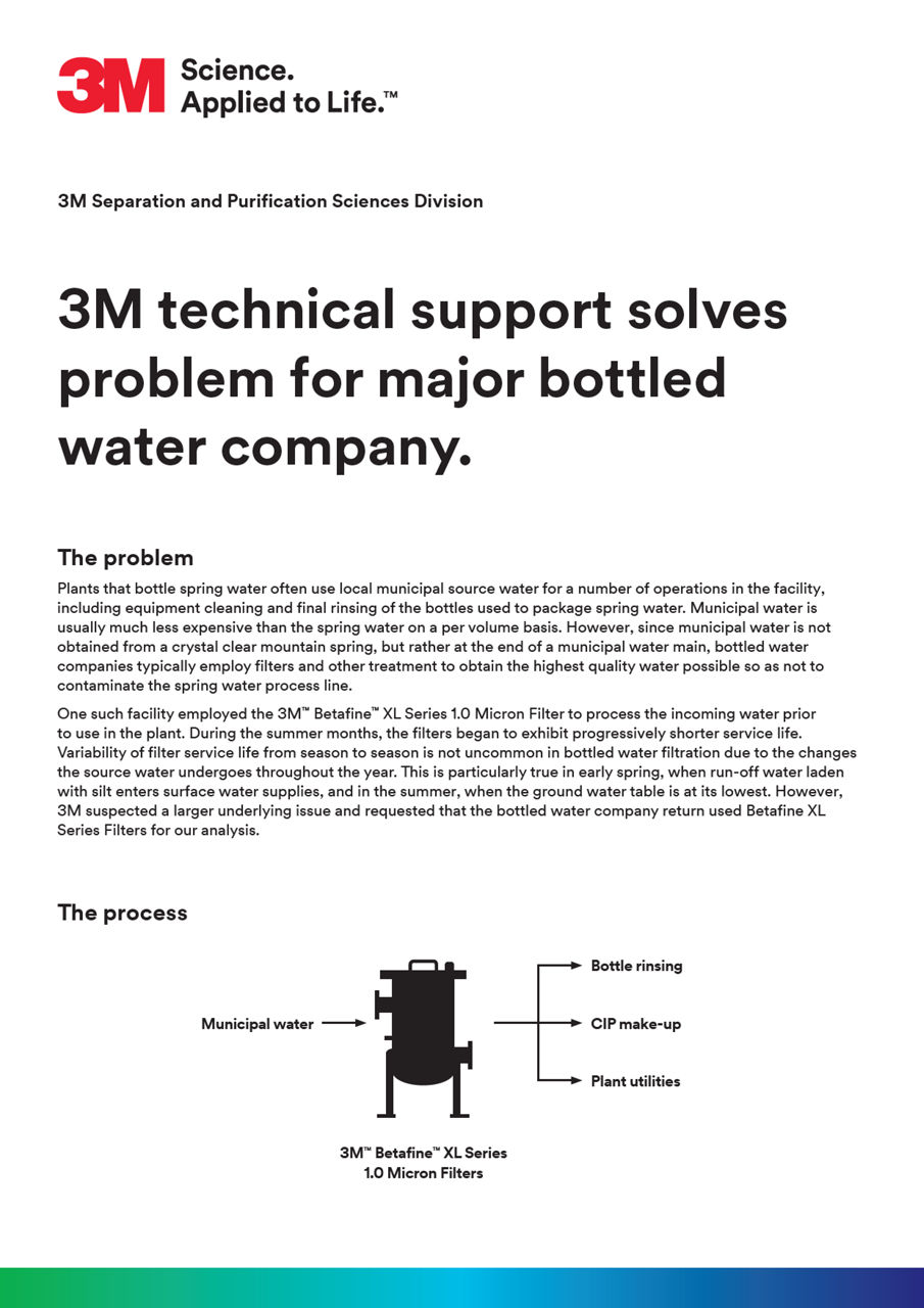 Case Study: 3M Technical Support Solves Problem for Major Bottled Water Company