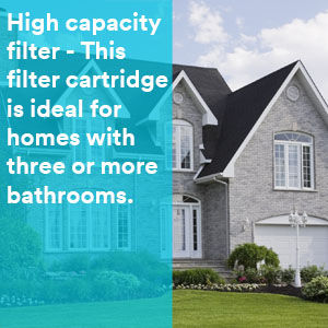 Secondary image showing filter cartridge for two to three bathroom homes