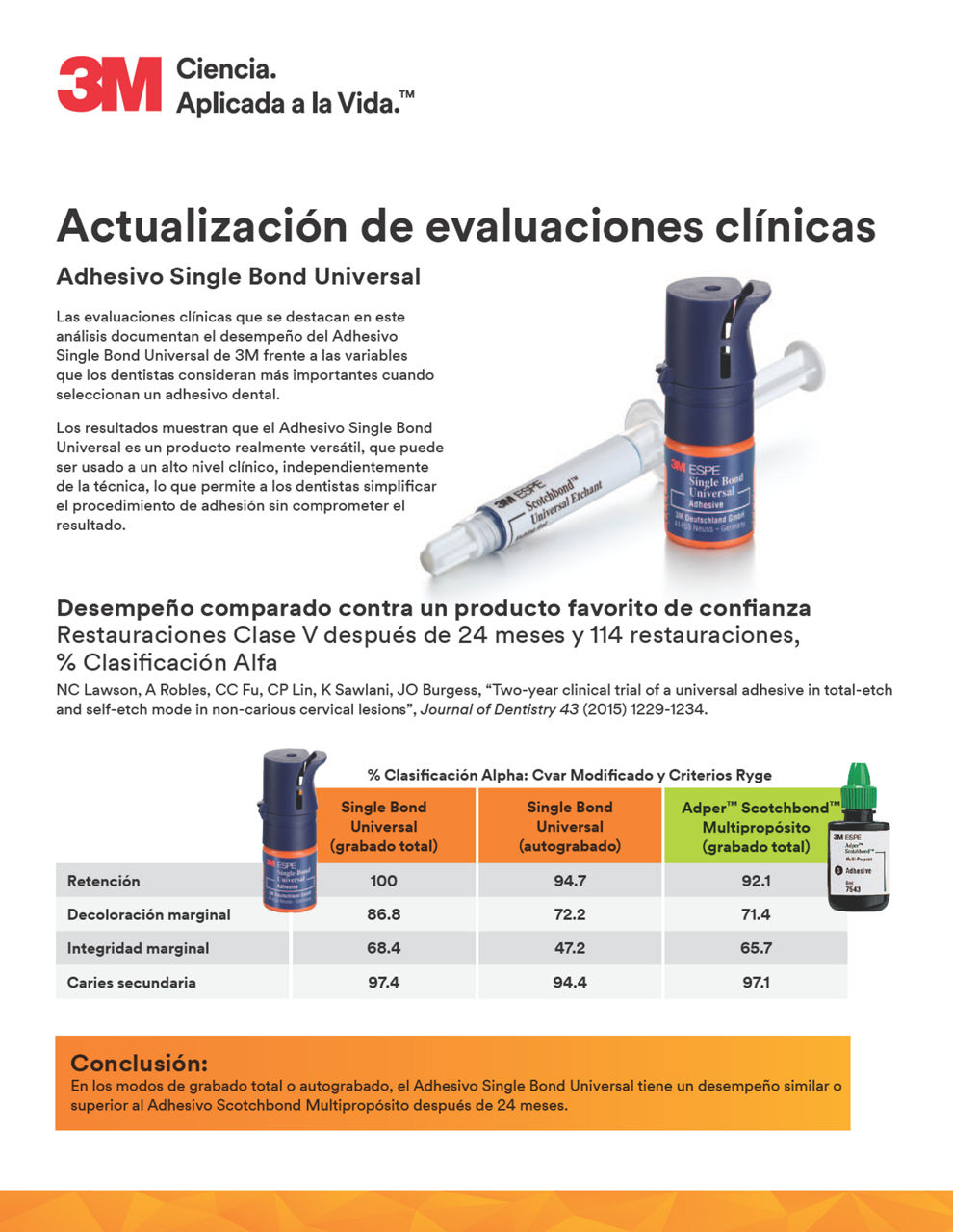 Estidios clinicos para Single Bond Universal