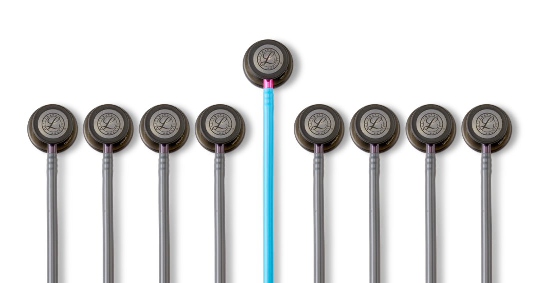 3M™ Littmann® Classic III™聴診器、スモークチェストピース、グレーチューブ、バイオレットステム、5873、白い背景
3M™ Littmann® Classic III™聴診器、スモークチェストピース、ターコイズブルーチューブ、ピンクステム、5872、v1、白い背景