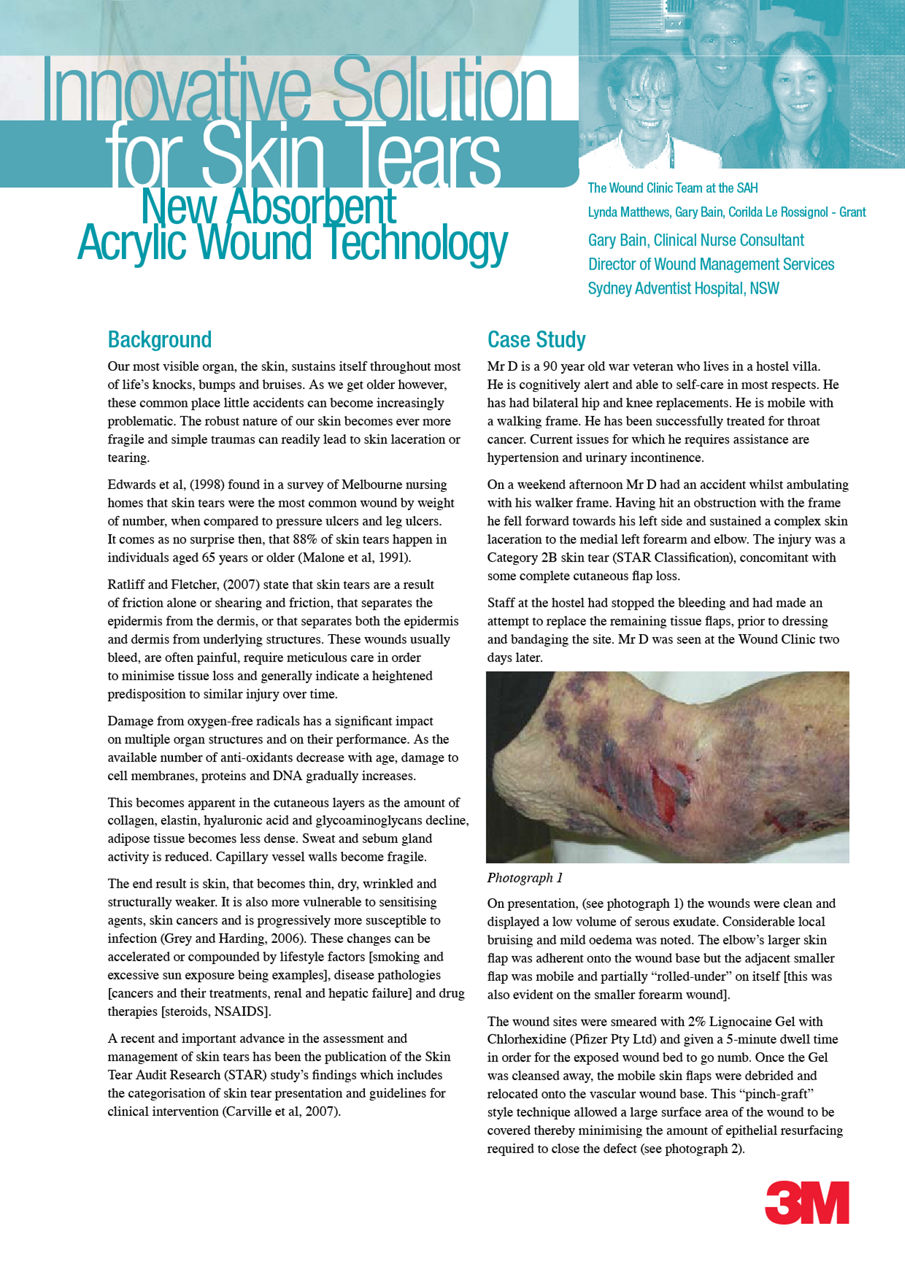 Tegaderm Absorbent White Paper - Gary Bain (skin tears)