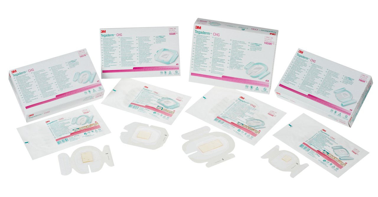 Tegaderm, CHG, Skin & Wound, Skin and Wound, dressing, packshot, product, image, packaging, group, pouch