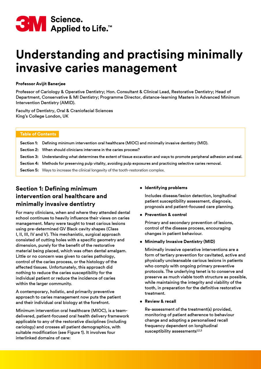Understanding and Practising Minimally Invasive Caries Management – by Professor Avijit Banerjee.