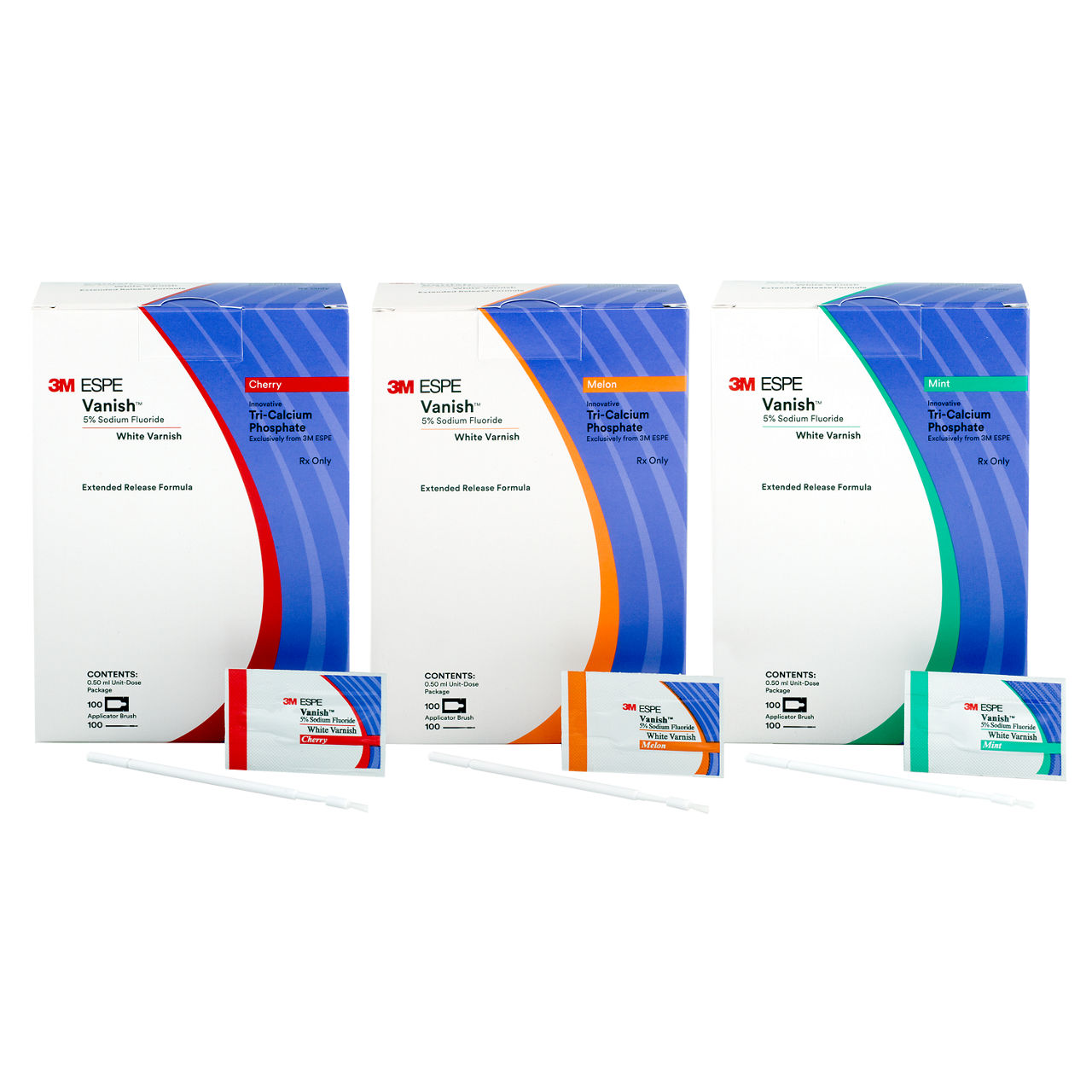 3M™ Vanish™ 5% Sodium Fluoride White Varnish, 12151X, Assorted Flavors,0.5 mL/Dose, 1000 Doses/Pack