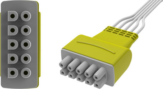 ECG Disposable Leadwire, YMDLW5SGEP, 5-Lead, GE Multi-Link, PIN, 50 in,25 EA/CS