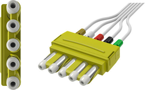 ECG Disposable Leadwire, YMDLW5S, 5-Lead, Philips IntelliVue or 3MUniversal Yoke, Snap, 50 in, 25 EA/CS