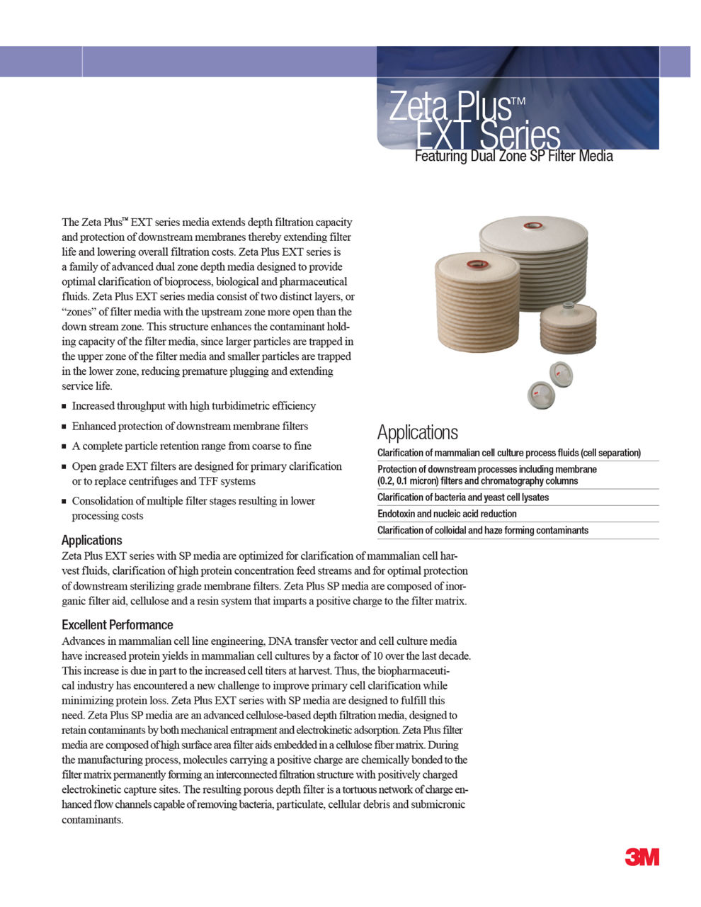 Zeta Plus™ EFeaXturing Dual Zone SP FT Series ilter Media 