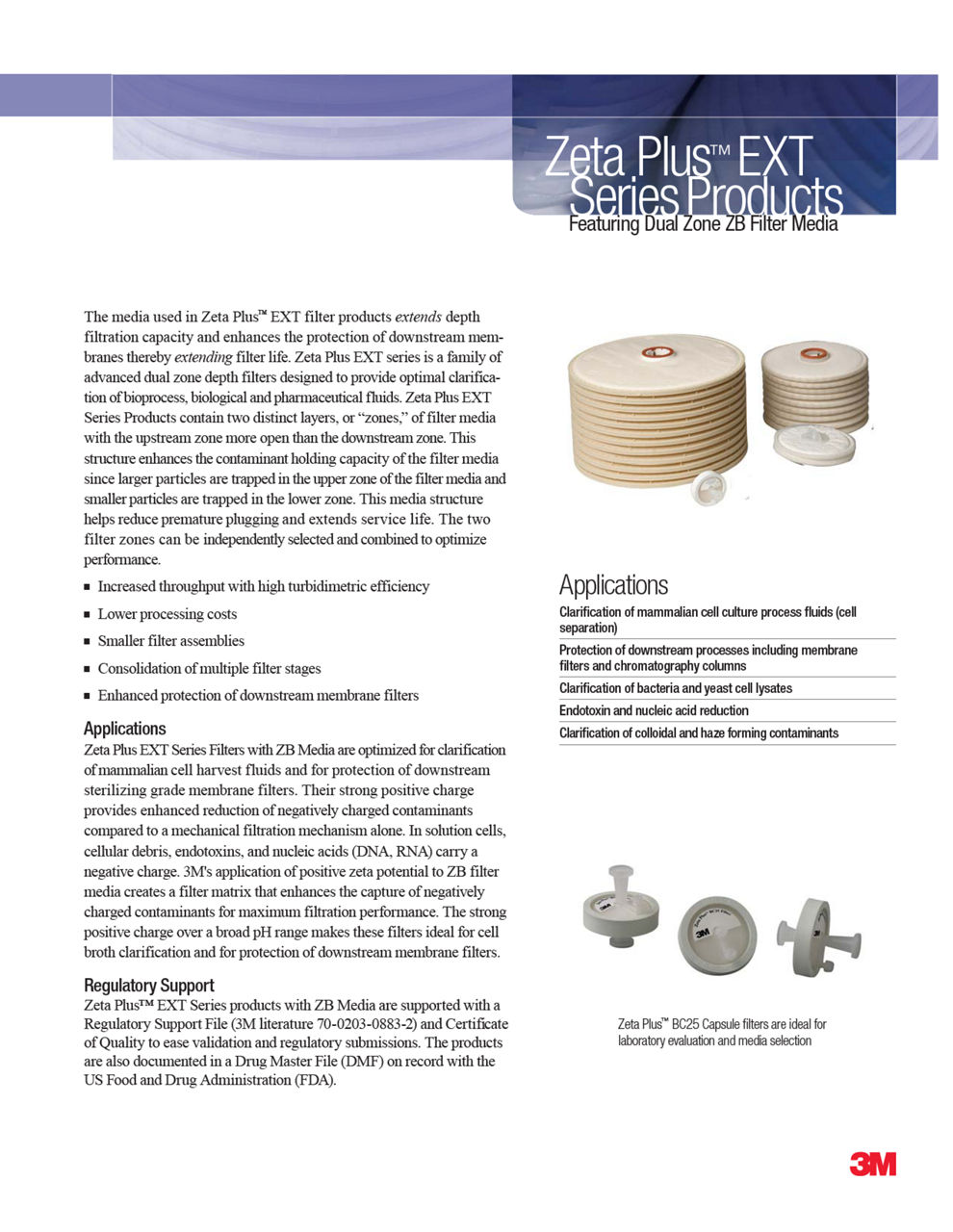 Zeta Plus™ EXT Series Products Featuring Dual Zone ZB Filter Media 