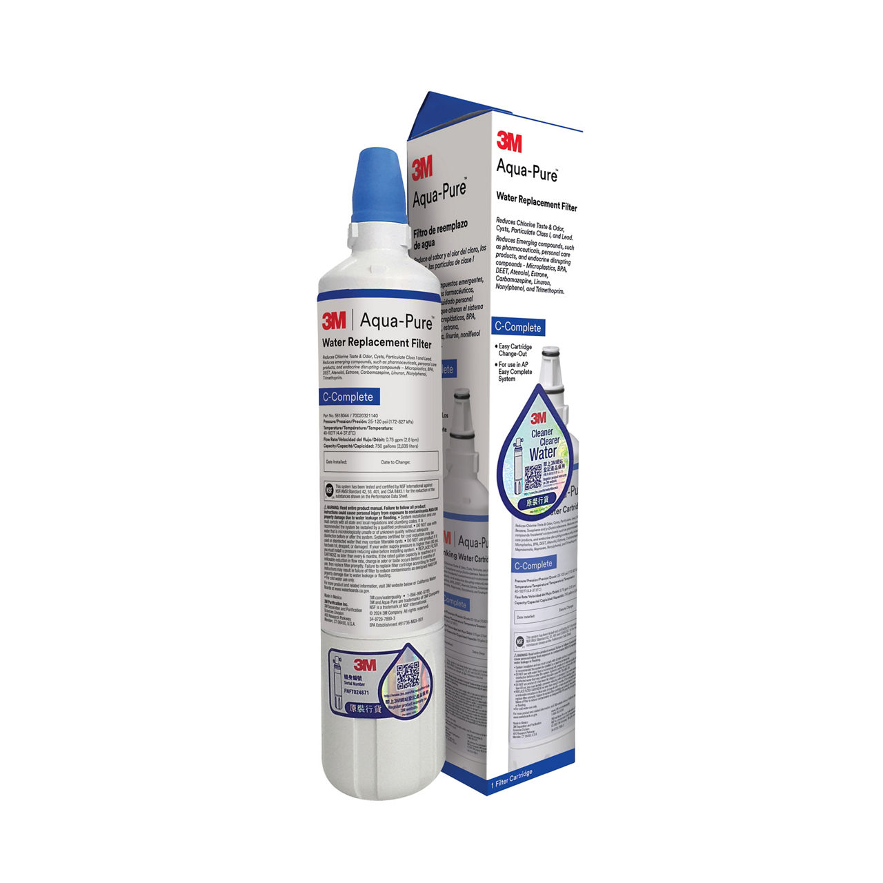 3M™ Aqua-Pure™ Under Sink Dedicated Faucet Replacement Water Filter Cartridge AP Easy C-Complete