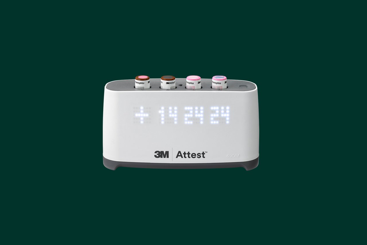 banner with product image of Attest Mini auto-reader 490m