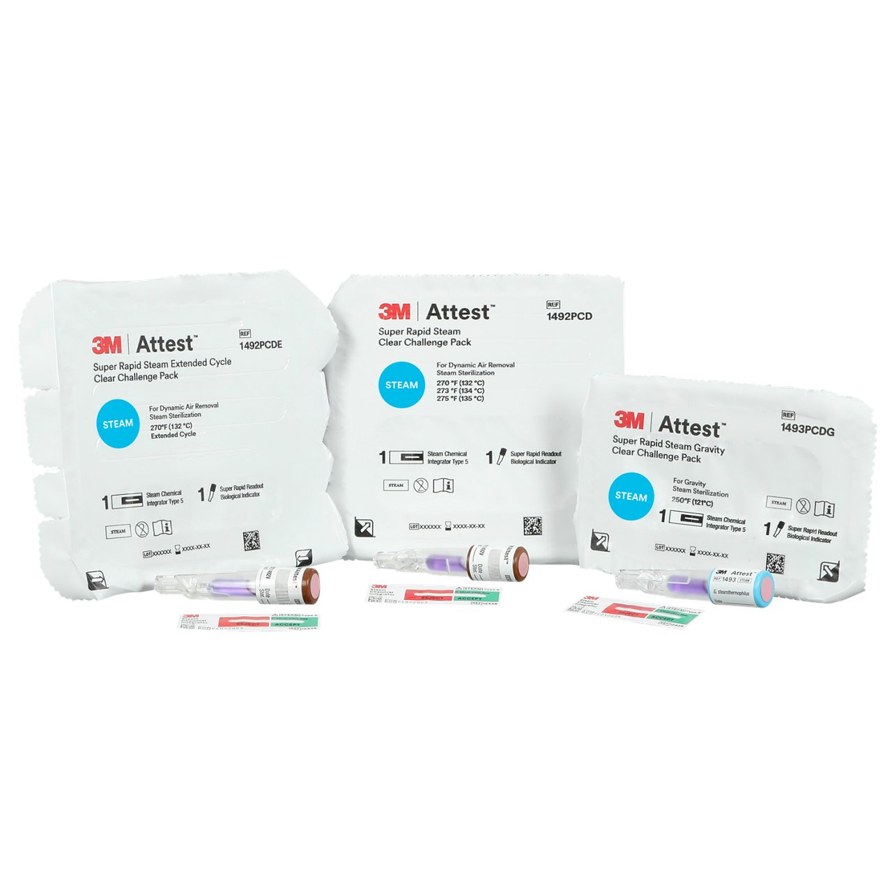 Product image featuring the family of Super Rapid Steam Clear Challenge Packs including 1492PCDE, 1492PCD, 1493PCDG.