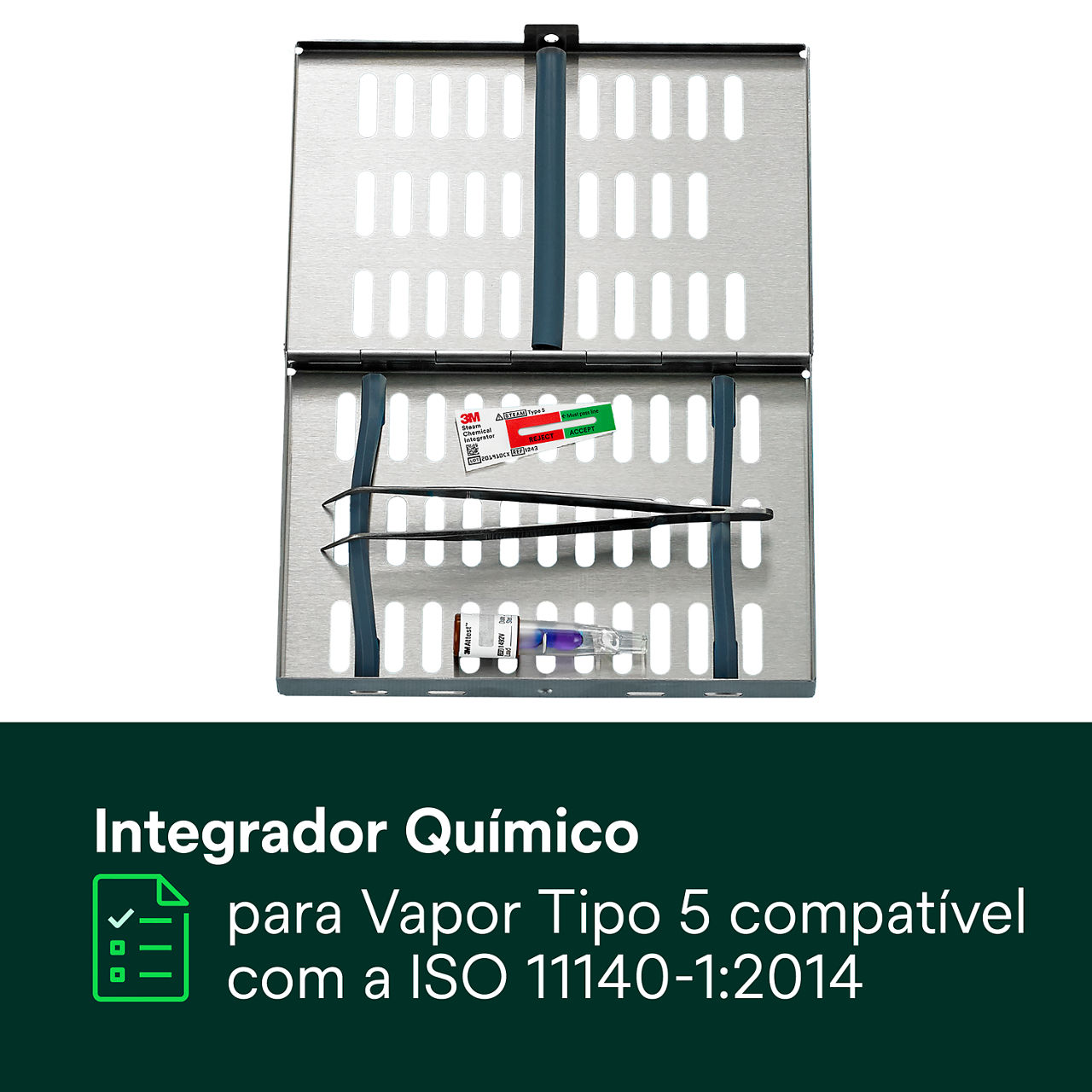 (1) Indicador químico de tipo 5 a vapor conforme a ISO 11140-1:2014